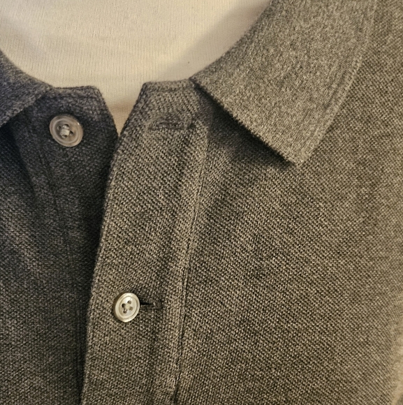 Vintage J CREW Pique Knit Long Sleeve Men's Polo Shirt XL Dark Grey - Picture 2 of 5